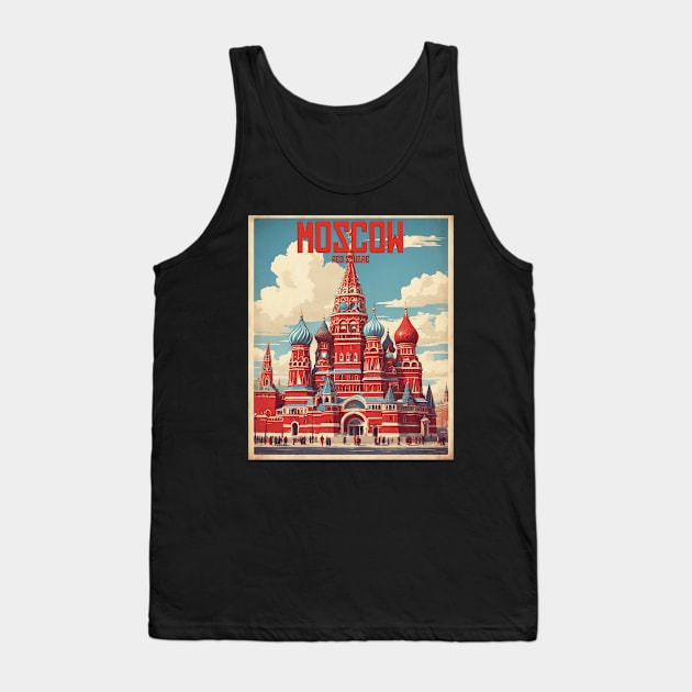 Red Square Moscow Russia Vintage Tourism Poster Tank Top by TravelersGems